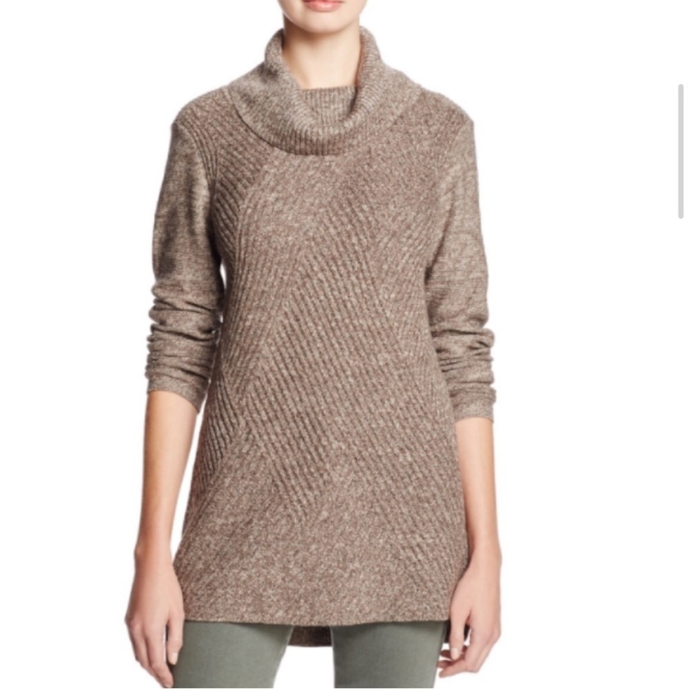 NIC+ZOE Heathered Brown Knit Turtleneck